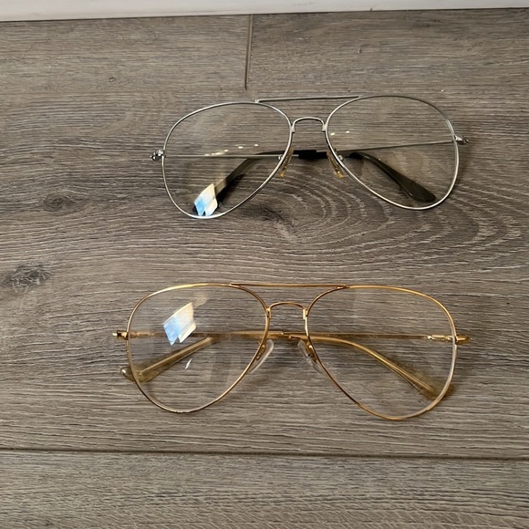 Clear Gold and Silver Rimmed Glasses - Picture 2 of 2